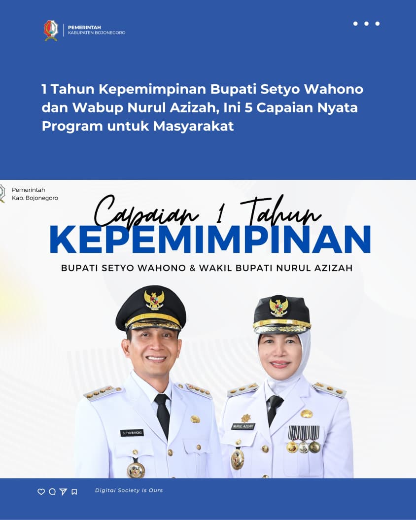 1 Tahun Kepemimpinan Bupati Setyo Wahono dan Wabup Nurul Azizah, Ini 5 Capaian Nyata Program untuk Masyarakat