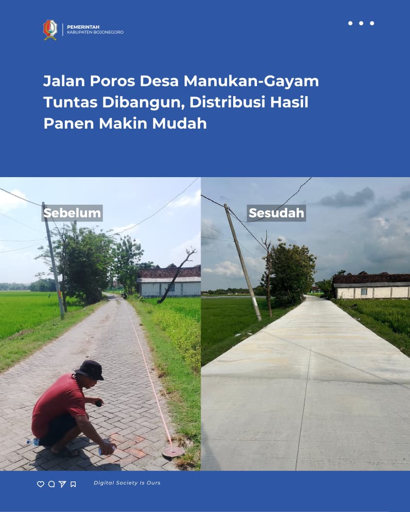 Jalan Poros Desa Manukan-Gayam Tuntas Dibangun, Distribusi Hasil Panen Makin Mudah