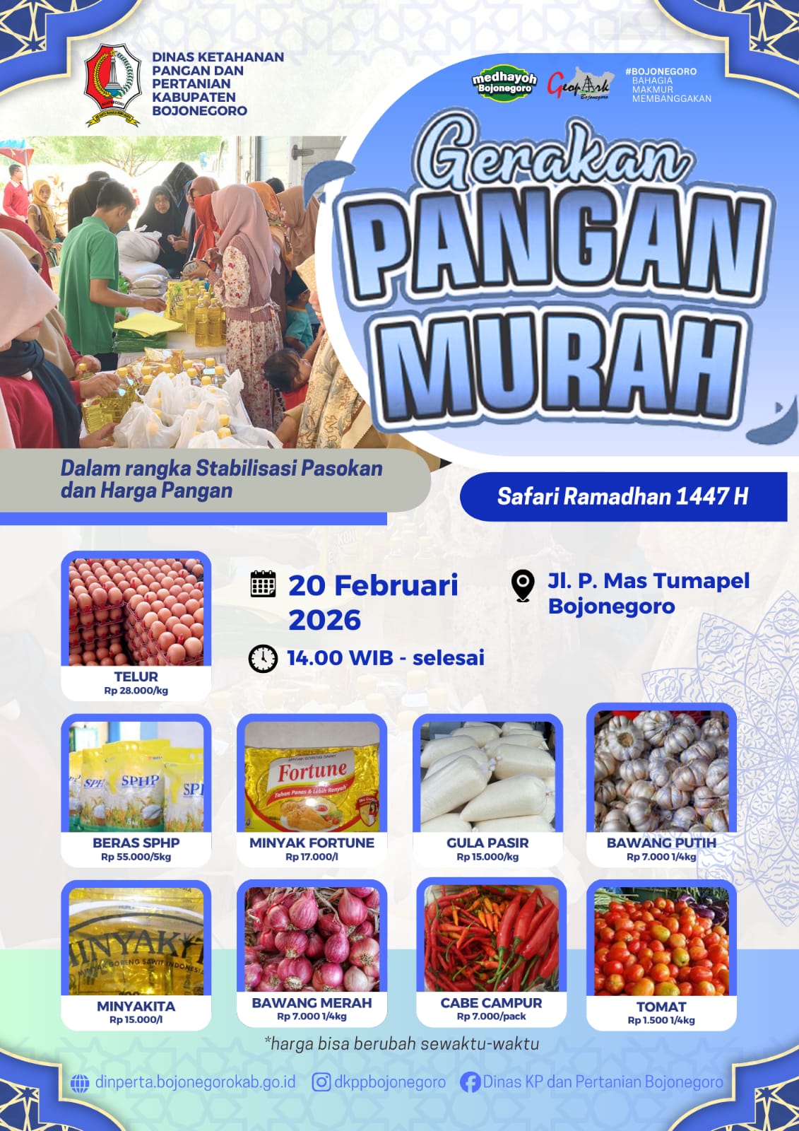 Pemkab Bojonegoro Akan Gelar Gerakan Pangan Murah, Dipusatkan di Jl P. Mas Tumapel