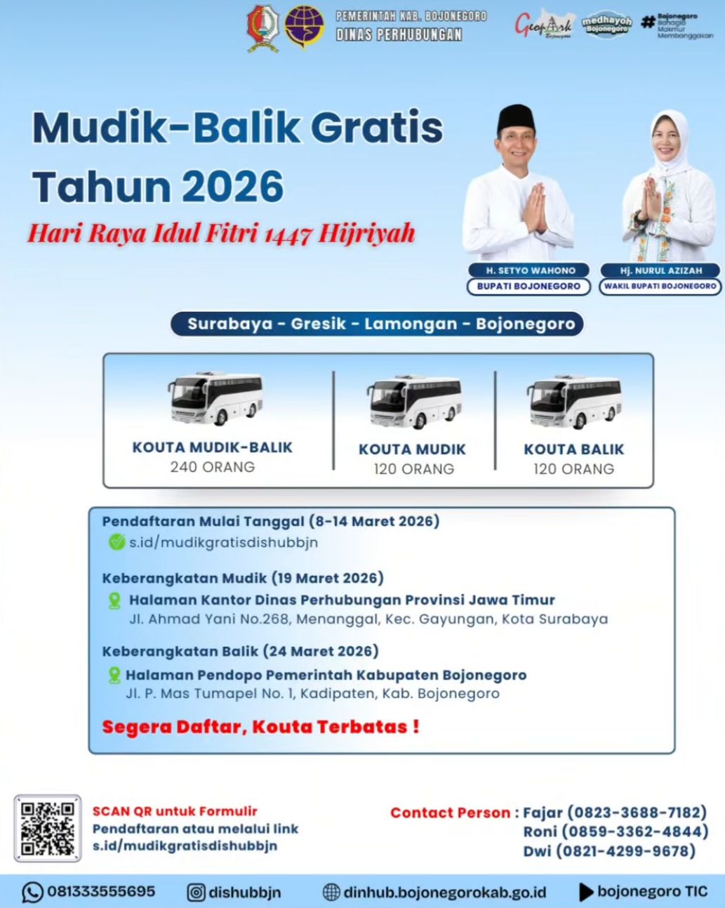 Pemkab Bojonegoro Siapkan Program Mudik-Balik Gratis 2026, Cek Jadwal dan Persyaratannya