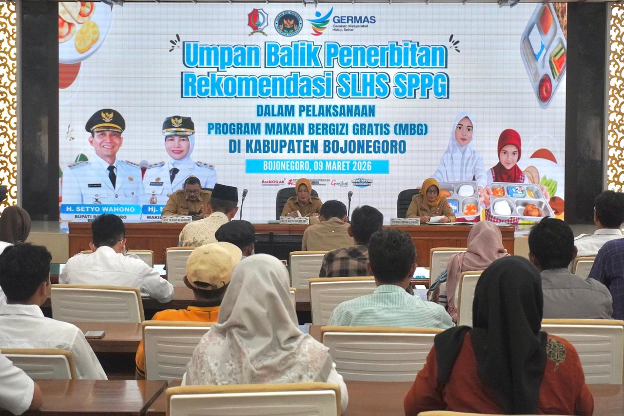 Gambar utama untuk artikel: Pemkab Bojonegoro Terus Pastikan SPPG Kantongi SLHS, Beri Layanan Maksimal Program MBG