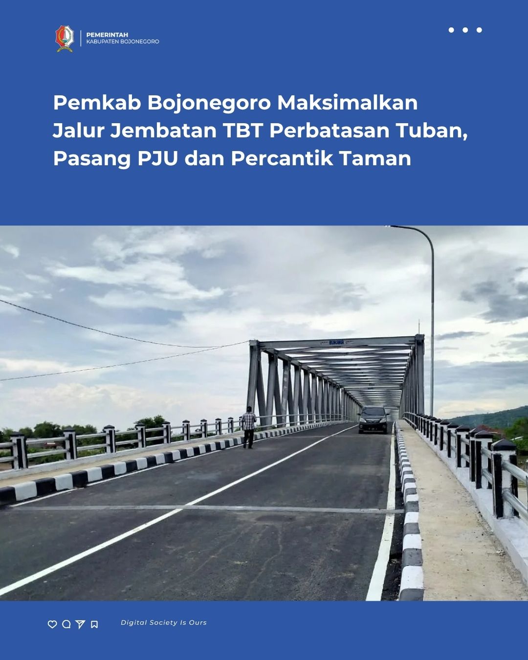 Pemkab Bojonegoro Maksimalkan Jalur Jembatan TBT Perbatasan Tuban, Pasang PJU dan Percantik Taman