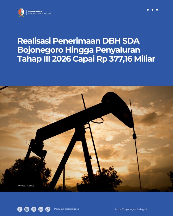 Realisasi Penerimaan DBH SDA Bojonegoro Hingga Penyaluran Tahap III 2026 Capai Rp 377,16 Miliar