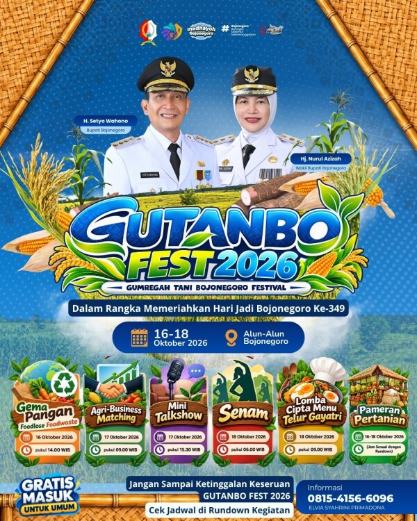 Gambar utama untuk artikel: Pemkab Bojonegoro Akan Gelar Festival GUTANBO, Dorong Inovasi Produk Unggulan Pertanian